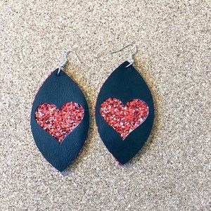 Handmade Valentine’s Day leather earrings